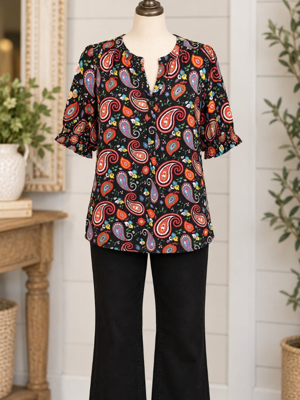 Black Paisley Top